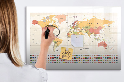 Magnetická psací tabule Mapa světa pro personalizaci fotografií