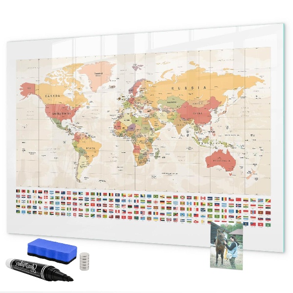 Magnetická psací tabule Mapa světa pro personalizaci fotografií