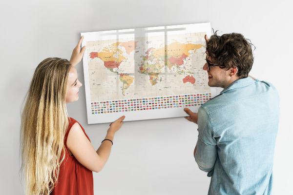 Magnetická psací tabule Mapa světa pro personalizaci fotografií