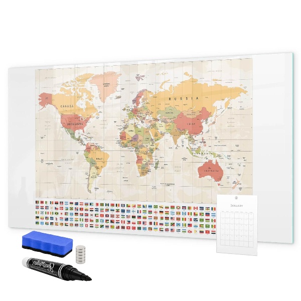 Magnetická psací tabule Mapa světa pro personalizaci fotografií