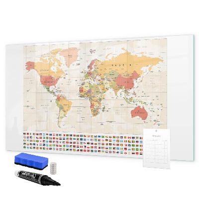 Magnetická psací tabule Mapa světa pro personalizaci fotografií