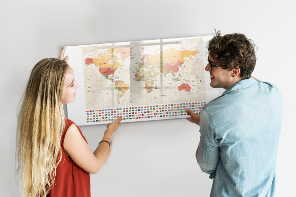 Magnetická psací tabule Mapa světa pro personalizaci fotografií