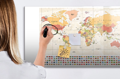 Magnetická psací tabule Mapa světa pro personalizaci fotografií