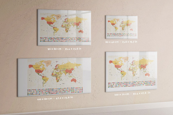 Magnetická psací tabule Mapa světa pro personalizaci fotografií