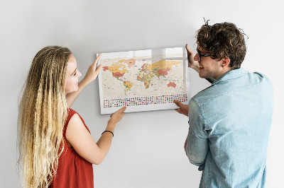 Magnetická psací tabule Mapa světa pro personalizaci fotografií
