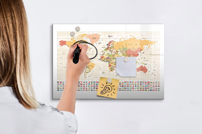 Magnetická psací tabule Mapa světa pro personalizaci fotografií