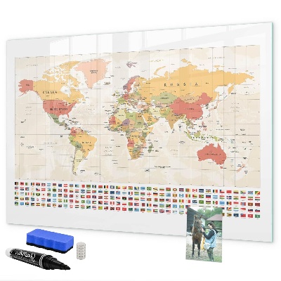 Magnetická psací tabule Mapa světa pro personalizaci fotografií