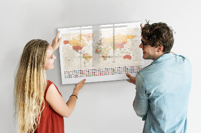 Magnetická psací tabule Mapa světa pro personalizaci fotografií
