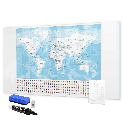 Popisovatelná magnetická tabule Mapa světa s místy k označení
