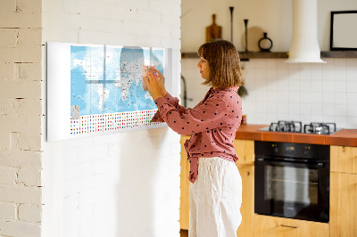 Popisovatelná magnetická tabule Mapa světa s místy k označení