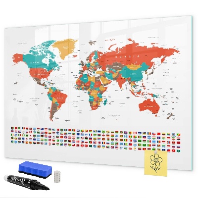 Magnetická psací tabule Interaktivní mapa světa s fotografiemi