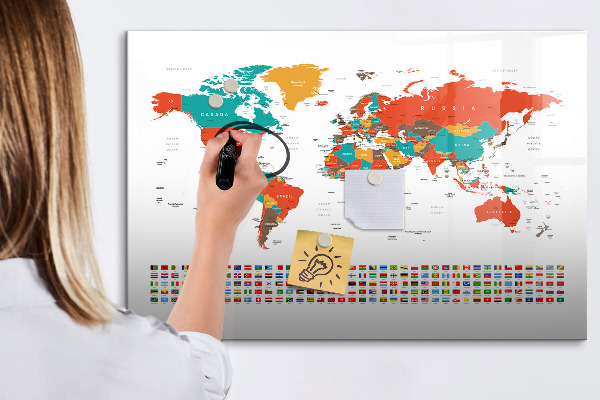 Magnetická psací tabule Interaktivní mapa světa s fotografiemi