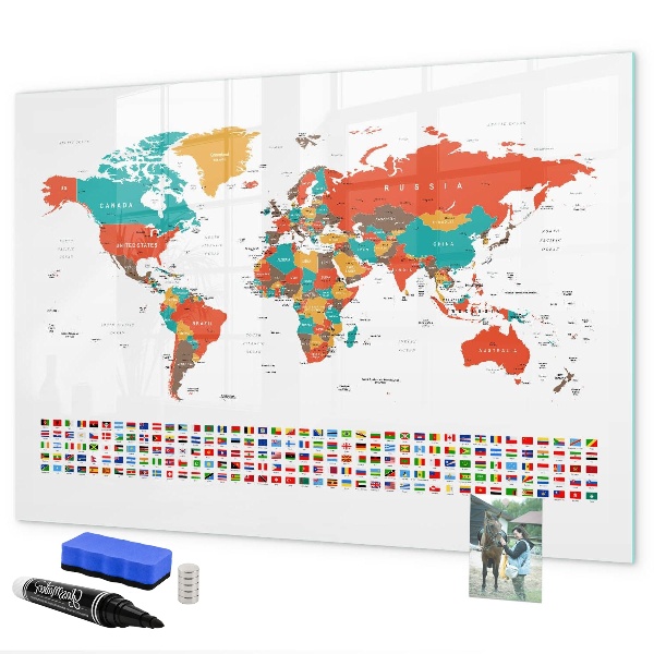 Magnetická psací tabule Interaktivní mapa světa s fotografiemi