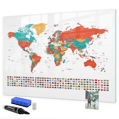 Magnetická psací tabule Interaktivní mapa světa s fotografiemi