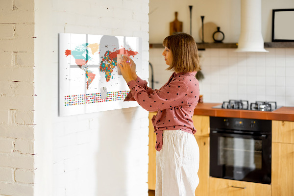 Magnetická psací tabule Interaktivní mapa světa s fotografiemi