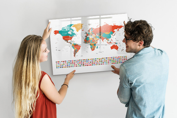 Magnetická psací tabule Interaktivní mapa světa s fotografiemi