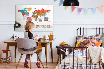 Magnetická psací tabule Interaktivní mapa světa s fotografiemi