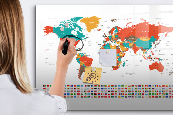 Magnetická psací tabule Interaktivní mapa světa s fotografiemi