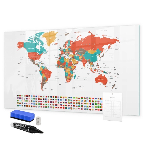 Magnetická psací tabule Interaktivní mapa světa s fotografiemi
