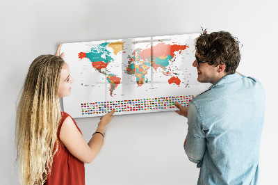 Magnetická psací tabule Interaktivní mapa světa s fotografiemi