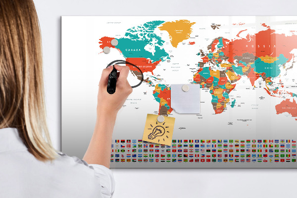 Magnetická psací tabule Interaktivní mapa světa s fotografiemi