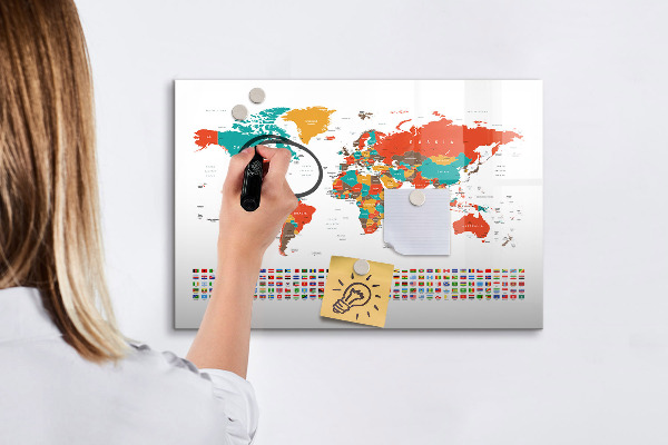 Magnetická psací tabule Interaktivní mapa světa s fotografiemi