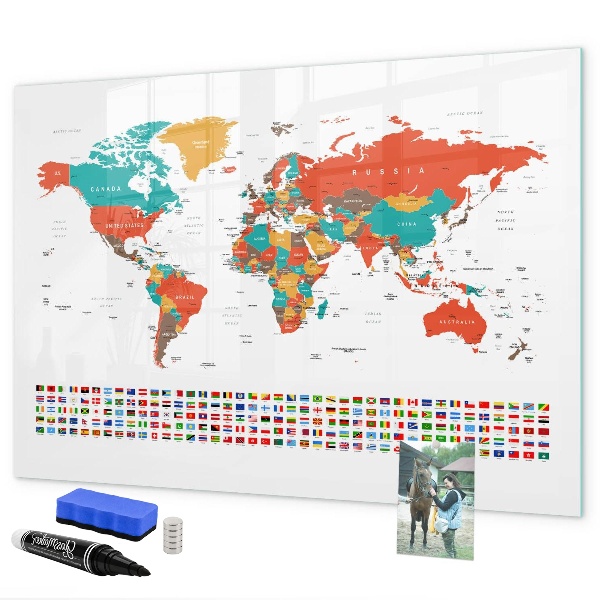 Magnetická psací tabule Interaktivní mapa světa s fotografiemi