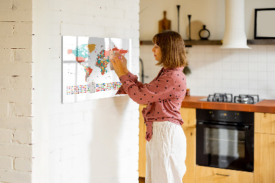 Magnetická psací tabule Interaktivní mapa světa s fotografiemi