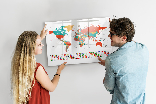 Magnetická psací tabule Interaktivní mapa světa s fotografiemi