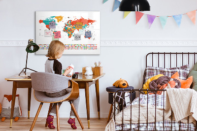 Magnetická psací tabule Interaktivní mapa světa s fotografiemi
