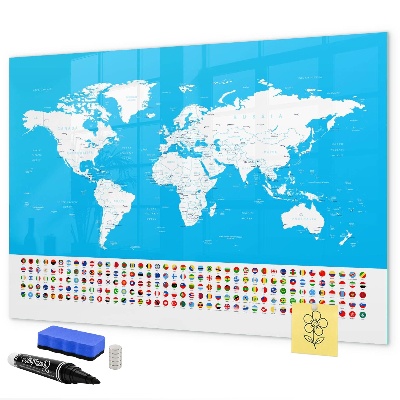 Popisovatelná magnetická tabule Mapa světa s místy, kde se daly pořídit fotografie