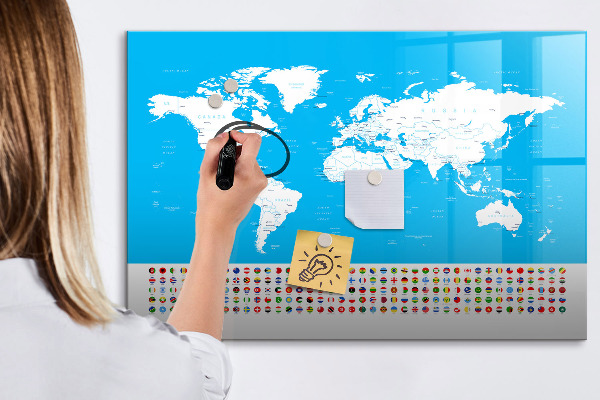 Popisovatelná magnetická tabule Mapa světa s místy, kde se daly pořídit fotografie