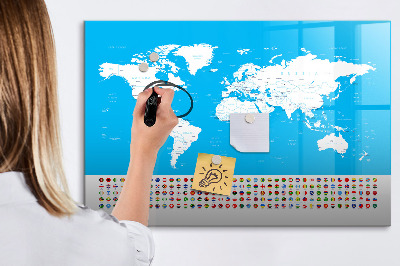 Popisovatelná magnetická tabule Mapa světa s místy, kde se daly pořídit fotografie