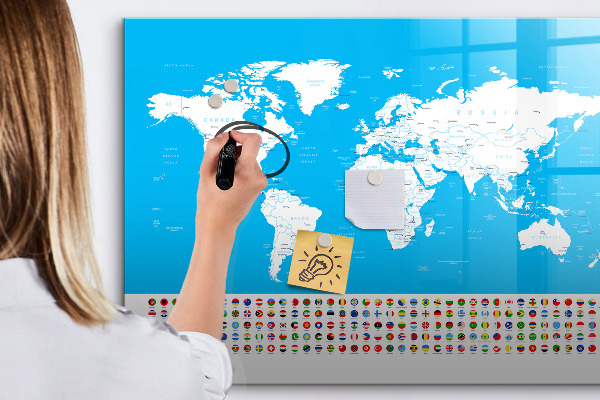 Popisovatelná magnetická tabule Mapa světa s místy, kde se daly pořídit fotografie