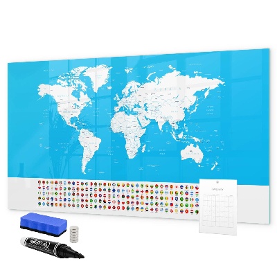 Popisovatelná magnetická tabule Mapa světa s místy, kde se daly pořídit fotografie