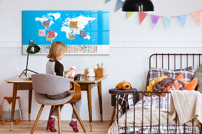 Popisovatelná magnetická tabule Mapa světa s místy, kde se daly pořídit fotografie