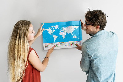 Popisovatelná magnetická tabule Mapa světa s místy, kde se daly pořídit fotografie