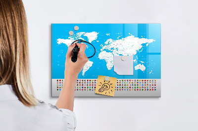 Popisovatelná magnetická tabule Mapa světa s místy, kde se daly pořídit fotografie