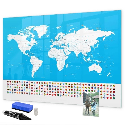 Popisovatelná magnetická tabule Mapa světa s místy, kde se daly pořídit fotografie