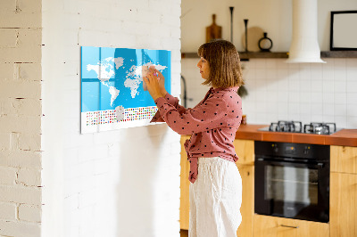 Popisovatelná magnetická tabule Mapa světa s místy, kde se daly pořídit fotografie