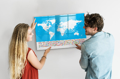 Popisovatelná magnetická tabule Mapa světa s místy, kde se daly pořídit fotografie