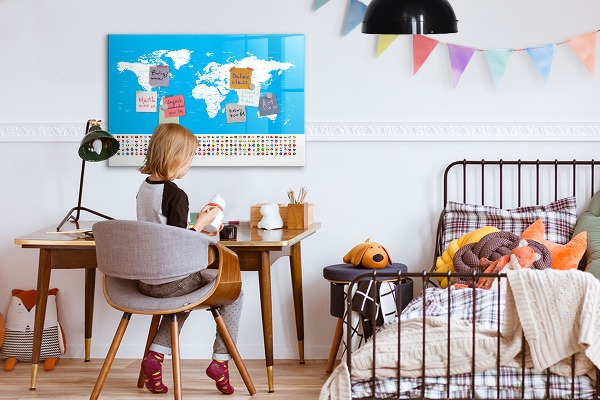 Popisovatelná magnetická tabule Mapa světa s místy, kde se daly pořídit fotografie