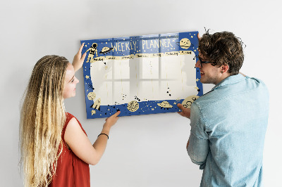 Magnetická psací tabule Týdenní diář s vesmírnou tématikou