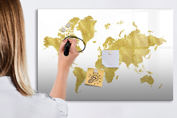Popisovatelná magnetická tabule Mapa světa s prostorem pro fotografie