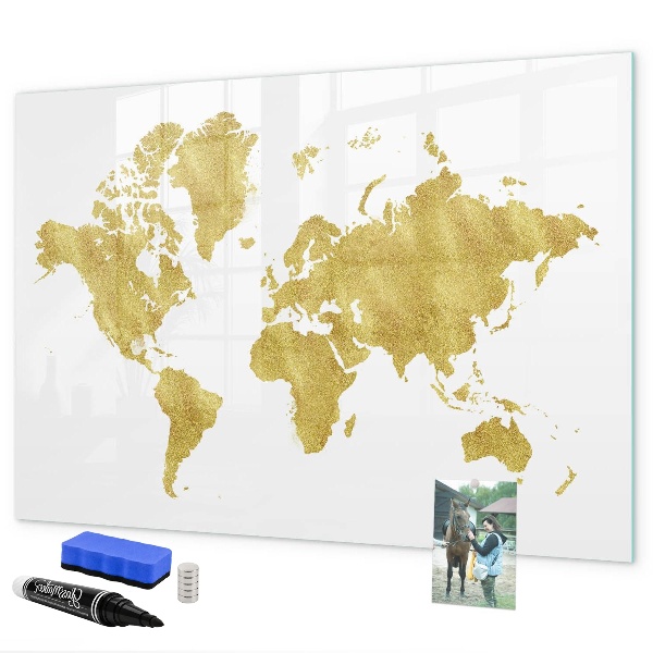 Popisovatelná magnetická tabule Mapa světa s prostorem pro fotografie