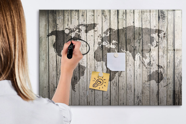 Popisovatelná magnetická tabule Mapa světa s prostorem pro fotografie