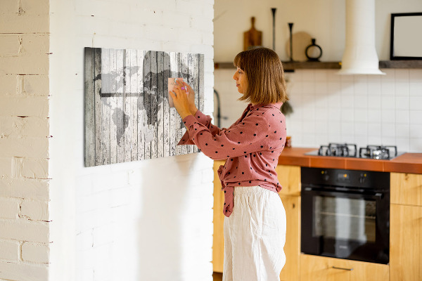 Popisovatelná magnetická tabule Mapa světa s prostorem pro fotografie