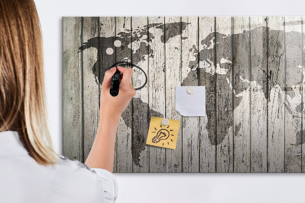 Popisovatelná magnetická tabule Mapa světa s prostorem pro fotografie