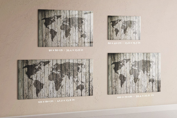 Popisovatelná magnetická tabule Mapa světa s prostorem pro fotografie