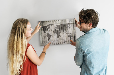 Popisovatelná magnetická tabule Mapa světa s prostorem pro fotografie